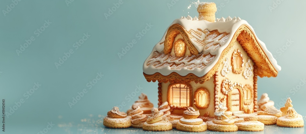 Fototapete a biscuit house. with copy space image. place for adding text or design