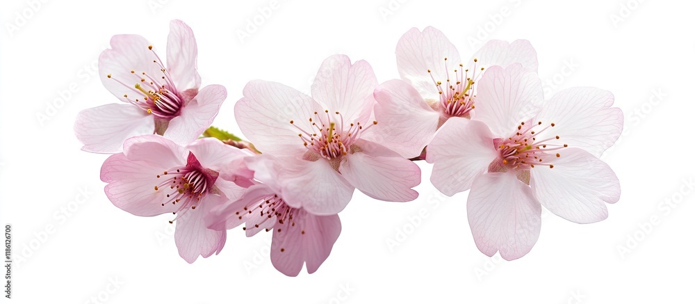 Leinwandbilder Sakura flower cherry blossom isolated on a white background Background for a greeting card Shallow depth of field Soft tones. with copy space image. Place for adding text or design