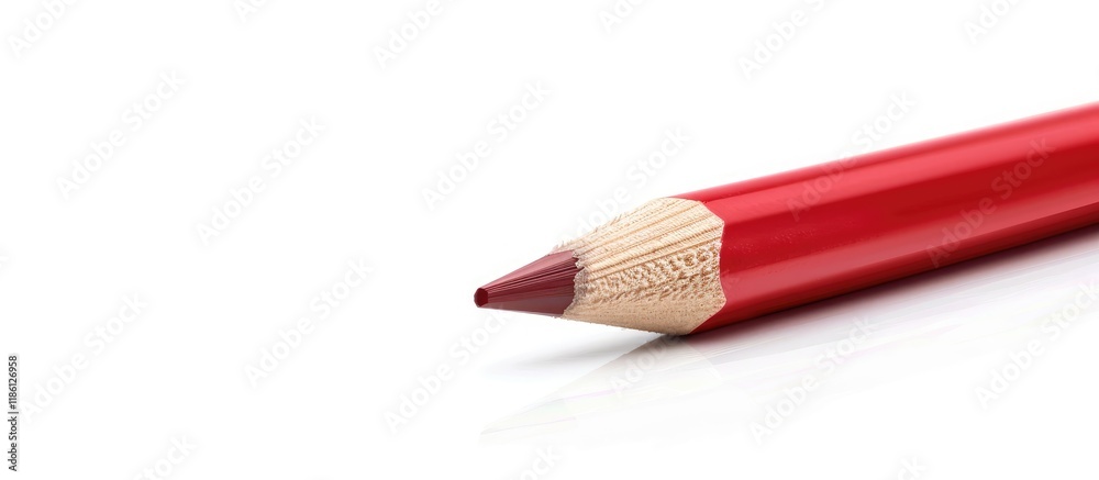 Poster Red pencil on a white background. with copy space image. Place for adding text or design