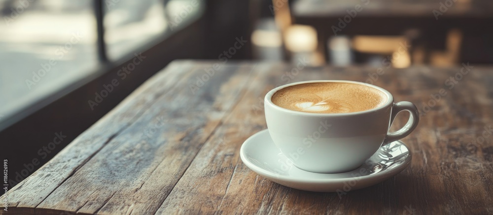 Poster coffee cup in a cafe vintage style images. with copy space image. place for adding text or design