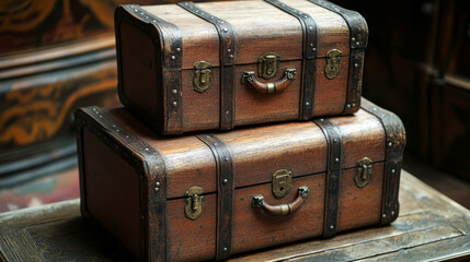 Square realistic vector wood boxes for freight transportation