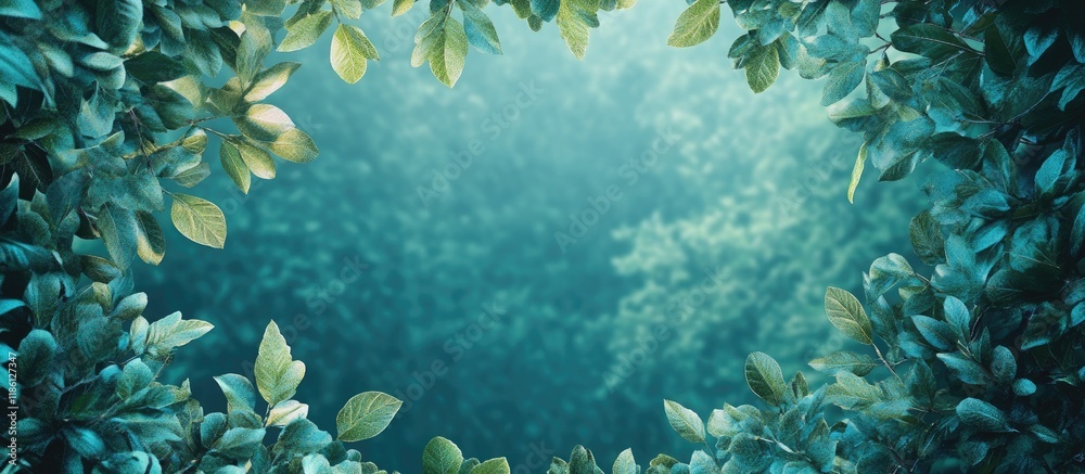 Canvas Prints nature with blue and green trimmed elements. with copy space image. place for adding text or design
