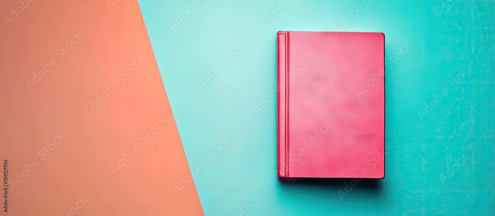 Poster Book with a bookmark on a colored background. with copy space image. Place for adding text or design