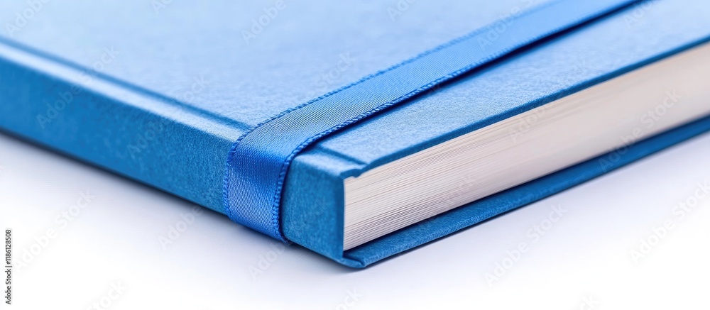 Aufkleber Blue notebook with a ribbon isolated. with copy space image. Place for adding text or design
