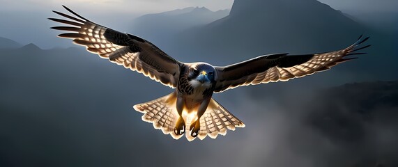 A breathtaking wildlife photograph showcasing the grace of a swift falcon hunting mid flight