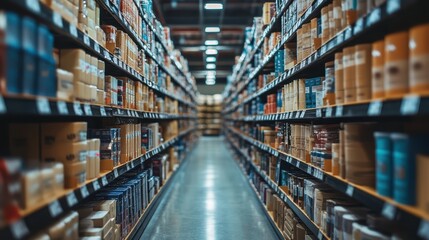 Retail Store Aisle with Organized Shelves and Products