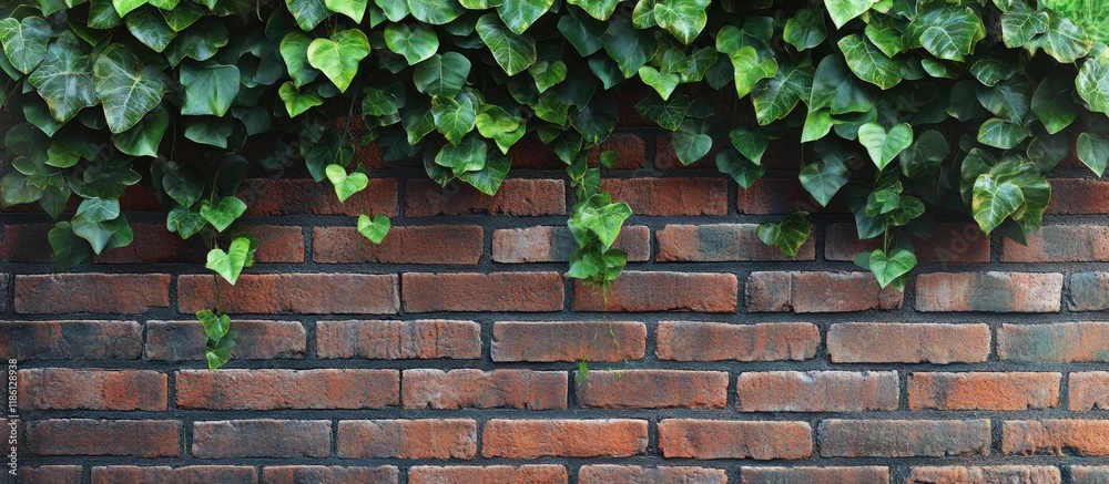 Fototapete brick wood leaves background. with copy space image. place for adding text or design
