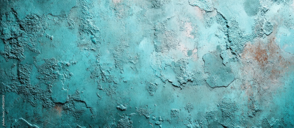Poster turquoise abstract backdrop wall surface mortar backdrop cement texture featuring spots. with copy space image. Place for adding text or design