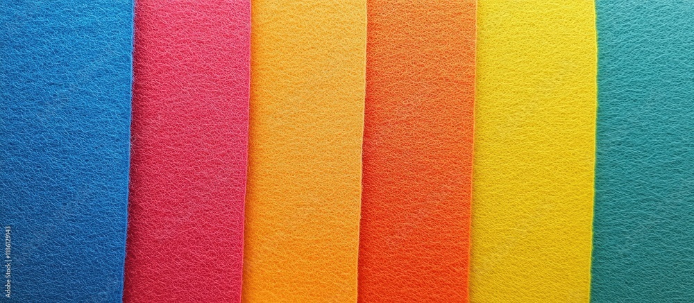 Poster minimalist background frame made of multicolored felt with copyspace
