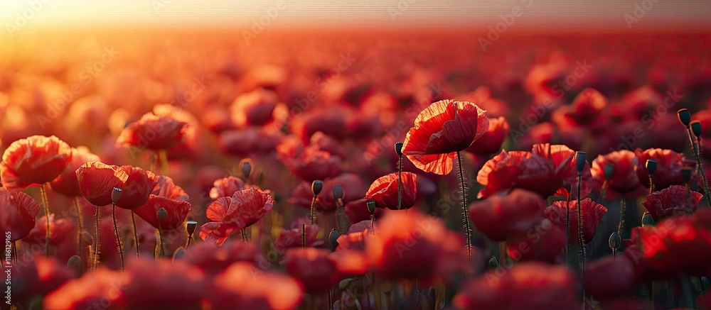 Leinwandbilder poppy field at expo 70 commemorative park in osaka prefecture. with copy space image. place for addi