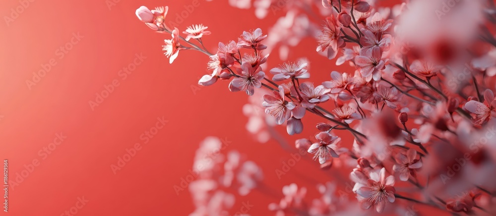 Leinwandbilder lovely blooming branches against a colored background. with copy space image. place for adding text 