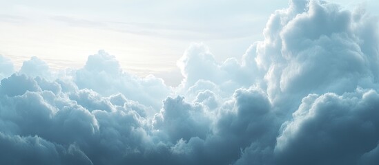 Fototapeta premium Cloudscape of a Gloomy Sky Featuring Layers of Blue and Gray Clouds. with copy space image. Place for adding text or design