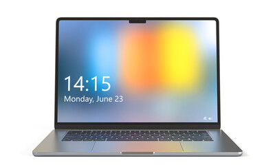 Silver laptop displaying lock screen