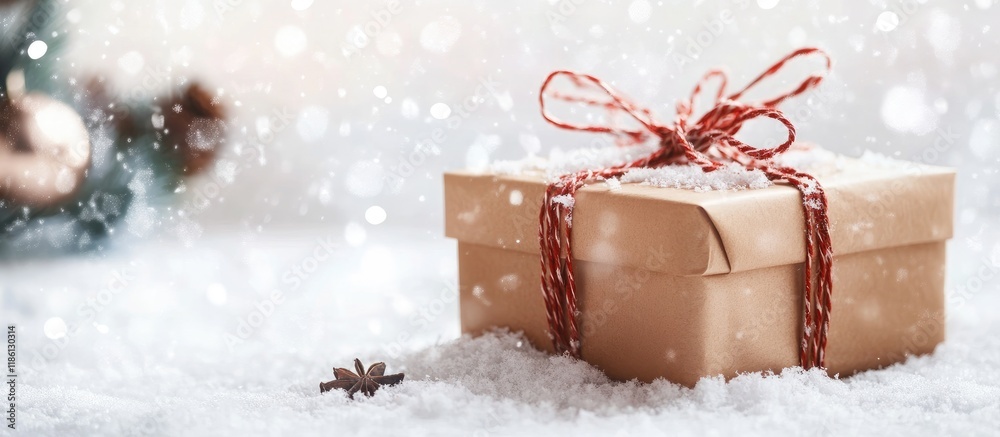 Aufkleber merry christmas and happy new year eco friendly gift radiant snow bokeh winter festivities on a whit