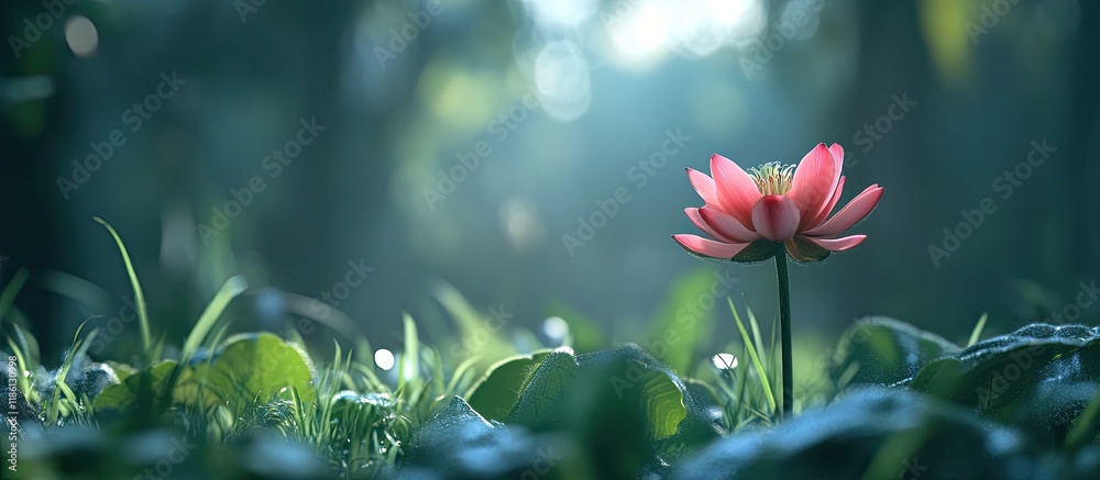 Sticker a delicate flower bloom in a natural garden. with copy space image. place for adding text or design