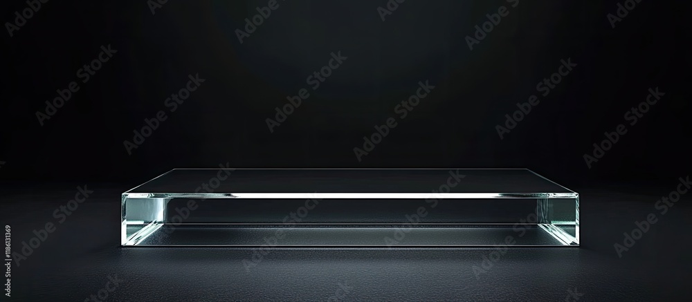 Aufkleber glass pedestal stage or platform set against a black background mockup scene created with acrylic bl