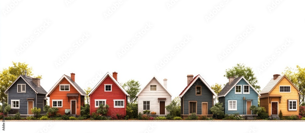 Aufkleber Row of small houses with room for text. with copy space image. Place for adding text or design