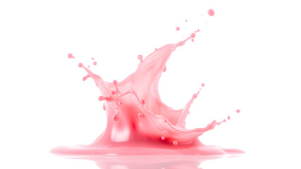 Pink juice splash, isolated on white background. Liquid splash wave, flowing stream of healthy pink smoothie. Generative AI