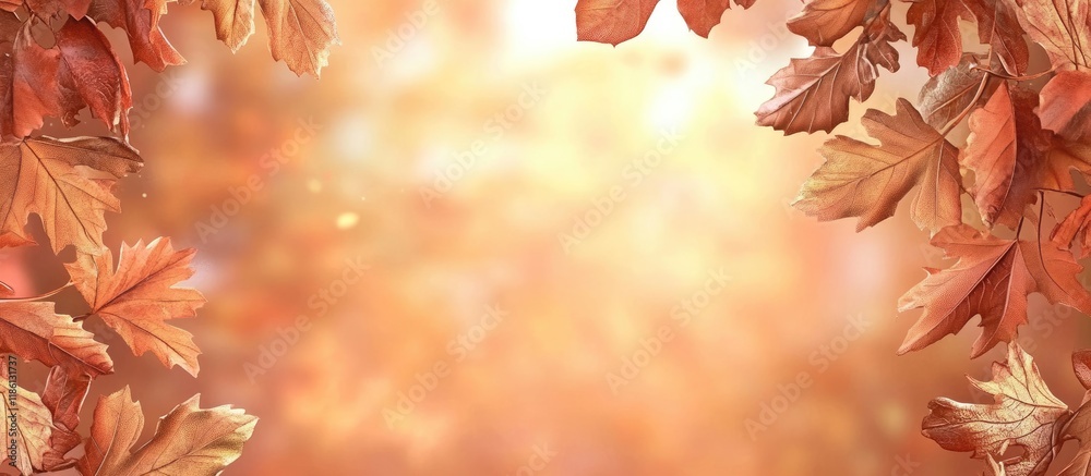 Poster autumn leaves border background. with copy space image. place for adding text or design