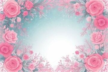 a close up of a pink rose frame with a heart