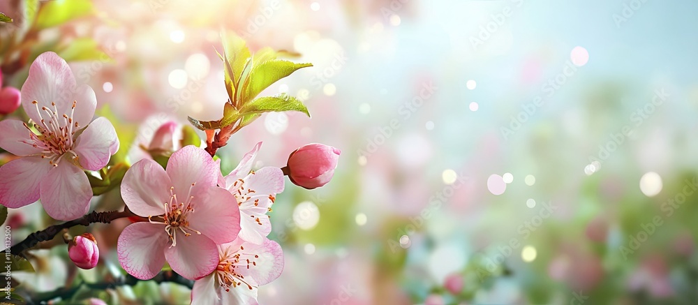 Fototapete spring blooming flower background. with copy space image. place for adding text or design