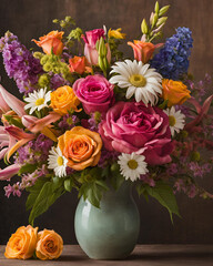 Obraz premium valentine, Valentine's Day, cute, basket, flowers, porch, love, romance, romantic, floral, gift, decoration, bouquet, hearts, celebration, holiday, roses, daisies, lilies, arrangement, pink, red, whit