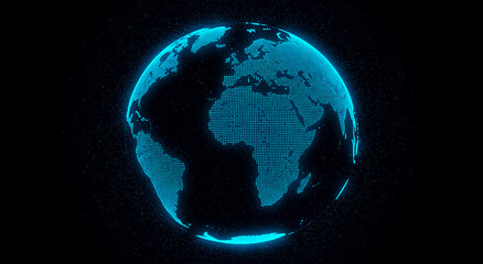 Fototapeta premium World, globe and planet earth on digital for global, technology and communication, concept. 3d, illustration and render with network, connection and map for data, business or science