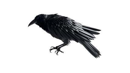 Fototapeta premium Raven metallic 3D image of black raven on white background. Generative AI