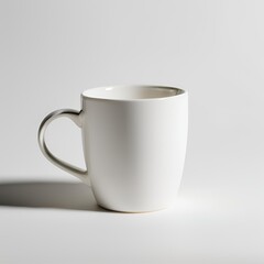 Blank white mug mockup on white background.