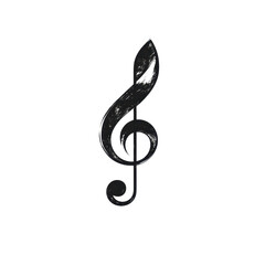 Obraz premium Minimalist black music note symbol on a white backdrop, modern design, perfect for musical themes or branding