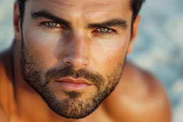 Obraz premium Generative AI illustration of happy person on summer vacation with tropical foliage