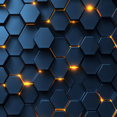 Obraz premium Geometric pattern of hexagonal shapes with glowing edges in dark tones