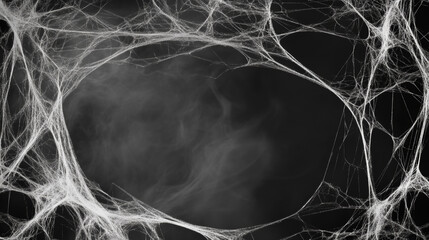 Naklejka premium Halloween line cobweb effect vector horror corner frame. Spiderweb creepy thread graphic texture isolated natural illustration for advertising. 3d realistic goth arachnid cobwebby border design