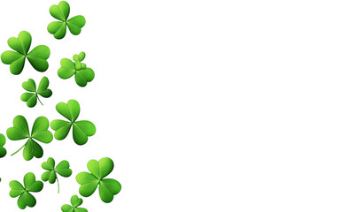 M St. Patrick's Day background with shamrock leaves , flat lay, 