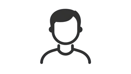 Obraz premium Minimalist user profile icon featuring a black outline on a white background, designed for clear and simple digital representation