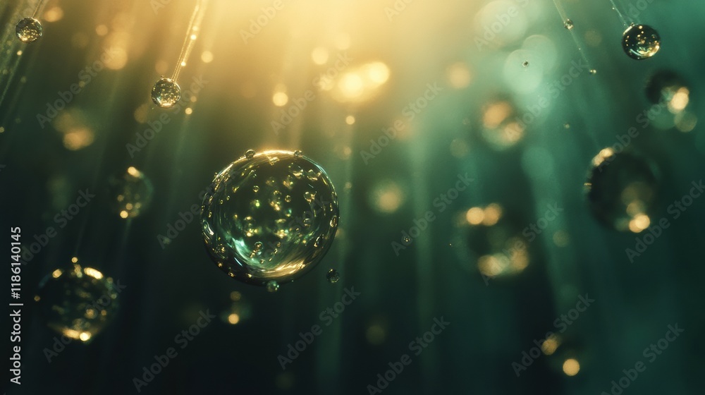 Aufkleber Viruses suspended in water droplets highlighting microscopic observation in a laboratory setting. Generative AI