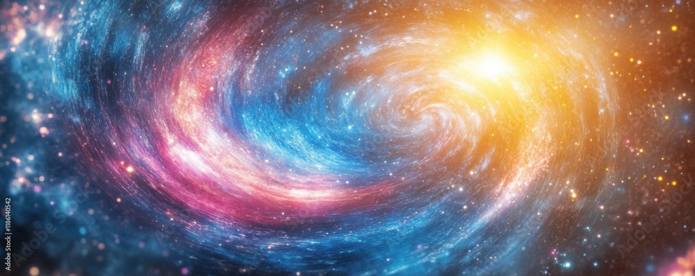Canvas Prints abstract cosmic swirl with luminous particles and vibrant colors, depicting a galactic scene with a 