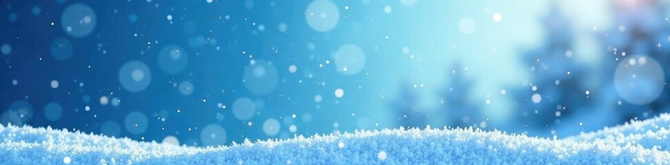 Obraz premium Softly falling snowflakes on a serene blue winter sky, winter wonderland, frost