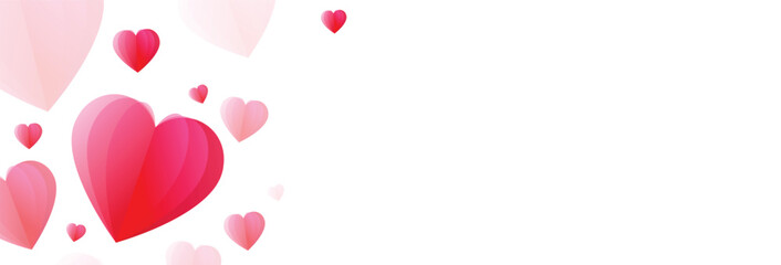 Red and pink heart elements on white background. Template design for valentine's day, mother's day, wedding. Vector illustration