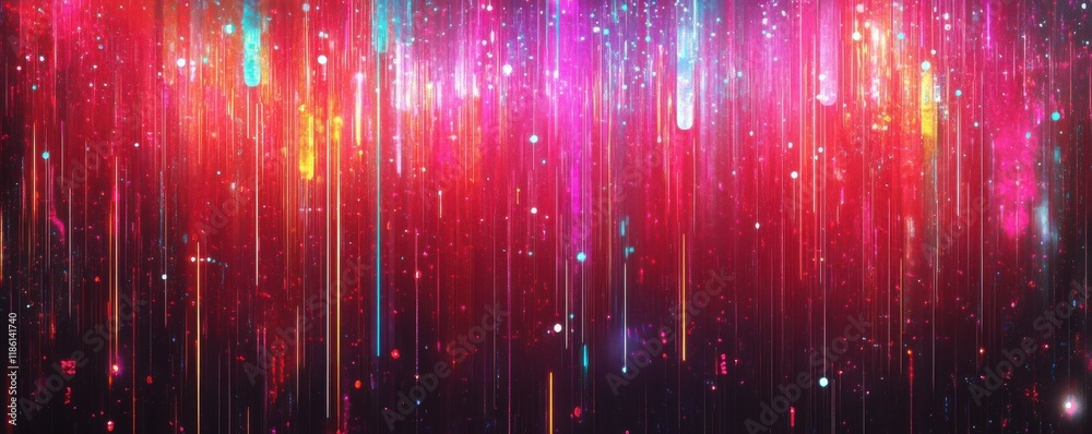 Canvas Prints abstract digital rain in neon colors, cyberpunk style, futuristic data visualization, glowing lines.