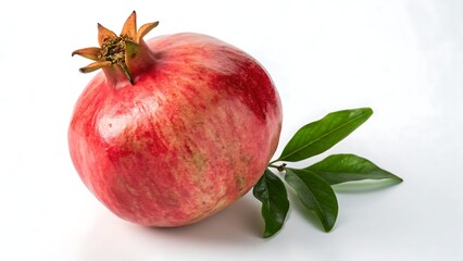 Single pomegranate isolated on a white background