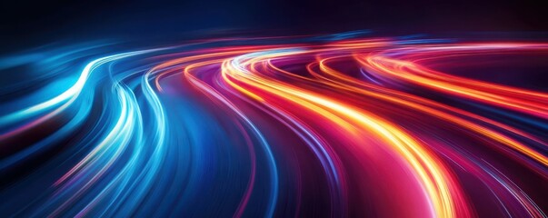 abstract light trails, colorful background, dynamic motion, vibrant colors