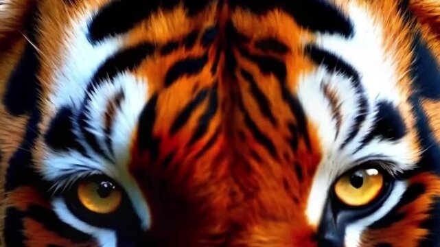A dramatic close-up of the eyes of a lion, hawk, or tiger