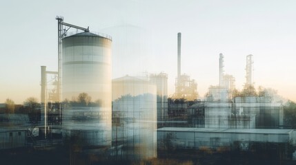 Industrial Silos at Dusk: A Dreamy Exposure Scene