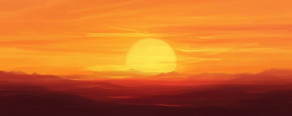 Abstract sunset with rich orange tones, serene natural beauty, peaceful and vibrant skies.