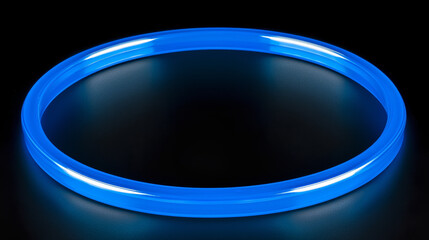 Glowing blue circular light tube on black background.