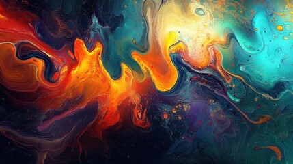 Obraz premium Abstract Swirling Paint with Vibrant Colors and Intricate Patterns