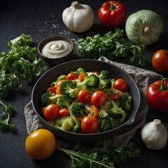 Create a recipe using five vegetables and one unexpected ingredient.