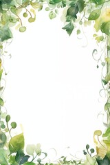 Frame for invitation card background featuring watercolor vines ivy