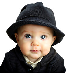 Beautiful blond baby with hat